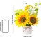 8 Pcs Artificial Sunflower Potted Plants Rustic Silk Sunflowers for Kitchen Spring Sunflower Centerpieces for Tables Yellow Fake Flower with Plastic Pot for Summer Bathroom Wedding Office